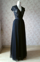 BLACK Long Maxi Tulle Skirt High Waisted Black Tulle Skirt Plus Size Black Skirt image 8