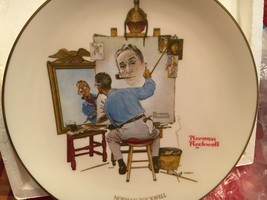 Norman Rockwell Triple Self Portrait Vintage Gorham Collector’s Memorial Plate  - $26.18