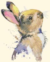 Counted Cross Stitch pattern watercolor rabbit chart 138*172 stitches BN... - $3.99