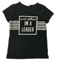 I&#39;m Not a Follower I&#39;m a Leader Black and White Top Girl&#39;s Size Medium - $9.97