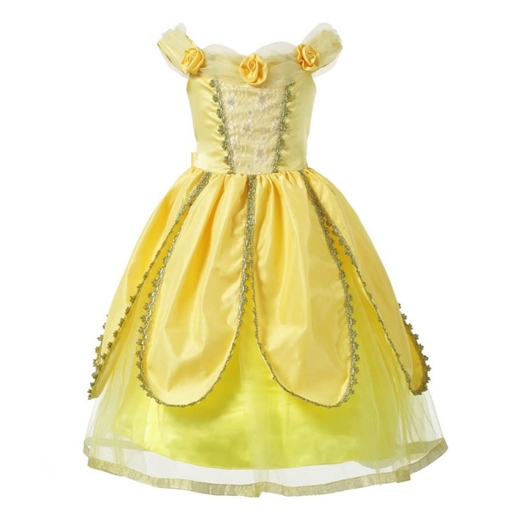 Dress for Girl Kids Ball Gown Child Cosplay Bella Beauty and The Beast ...