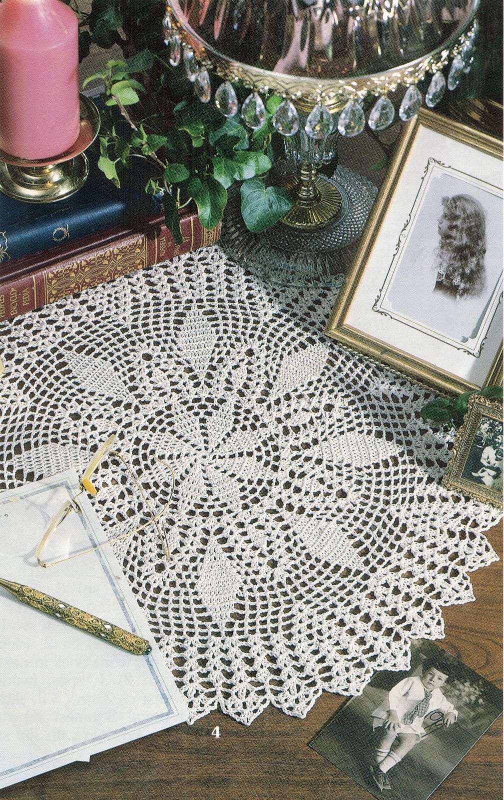 6 Crochet Delightful Pinwheel Pineapple Roses Lacy Doily Patterns