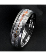 8mm Silver Brushed Tungsten Carbide Ring Rose Gold Arrow Inlay Men/Women... - $29.95