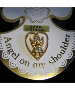 Angel on My Shoulder Pin Crystal Gold brooch hatpin lapel purse April bi... - $3.00