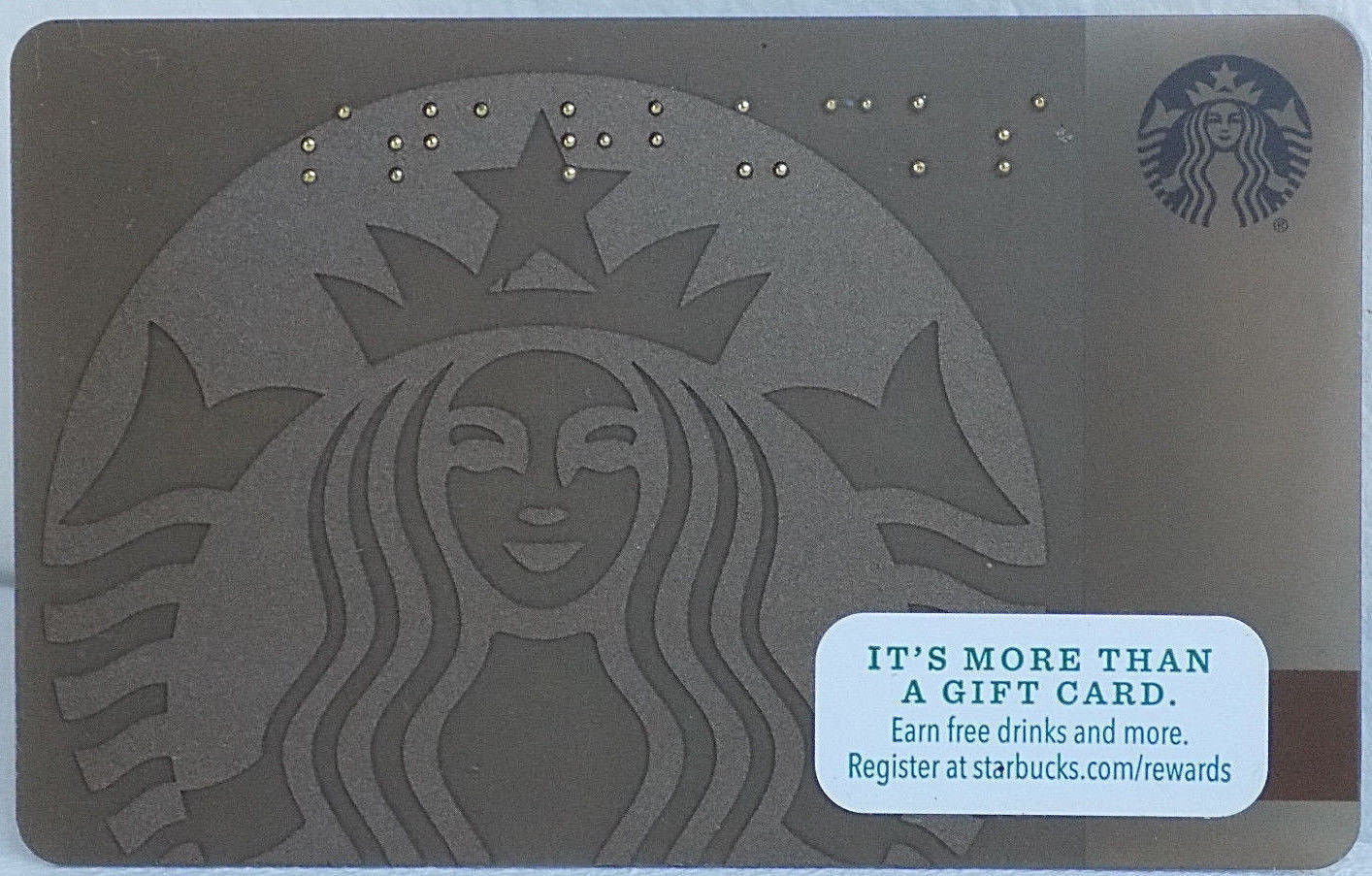 Starbucks New Empty Fillable Bronze Logo Braille Gift Card Starbucks