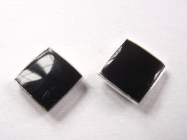 Simulated Black Onyx Square 925 Sterling Silver Stud Earrings 7mm Square - $8.09