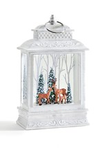 Wintery Scene with Reindeer LED Water Lantern Lights Up 10.6" High with Glitter