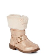Girls Nicole Miller Boots Size 7 8 9 or 10 Faux Fur Faux Leather Dusty Rose - $35.00