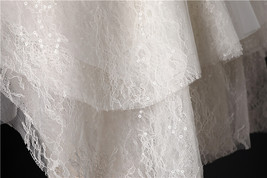 Ivory Shoulder Length Wedding Bridal Veils Layer Floral Lace Tulle Bridal Veils  image 2