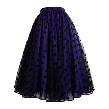 Purple/Black Tulle Midi Skirt Outfit Polka Dot Custom Plus Size by Dressromantic