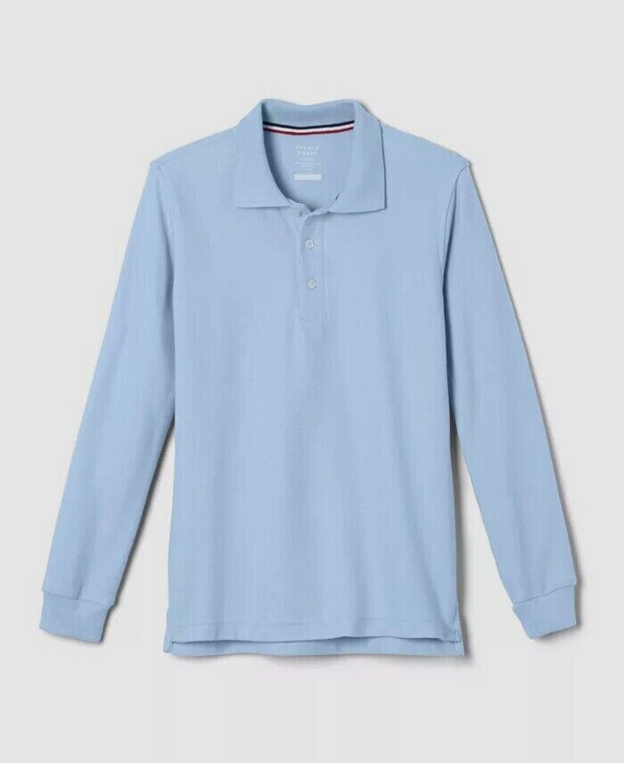 French Toast Boys Blue Long-Sleeve Pique Polo Shirt Size 10 - $12.19