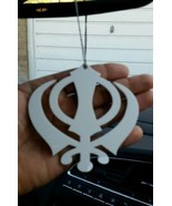 Large White Acrylic Khanda Punjabi Sikh Pendant Car Rear Mirror Hanging ... - $13.43