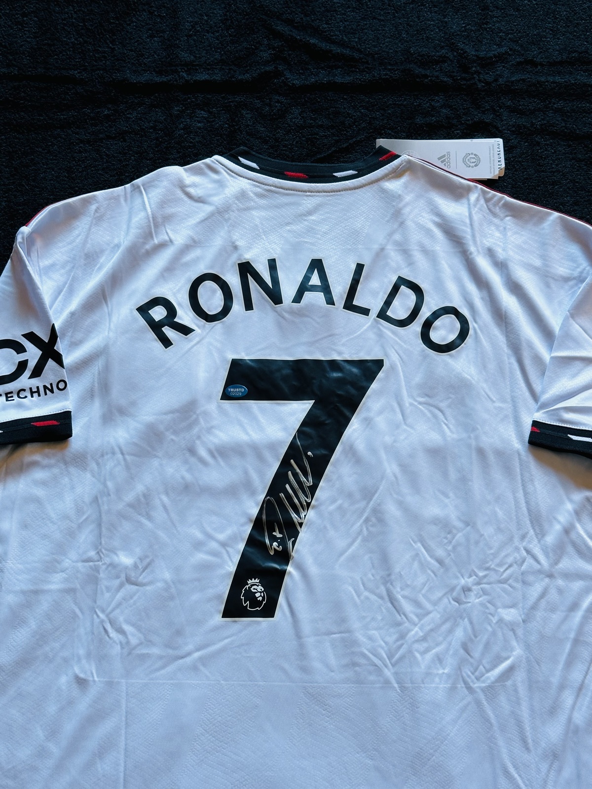 Framed Autographed/Signed Cristiano Ronaldo 33x42 Manchester United Red  Soccer Futbol Jersey Beckett BAS COA