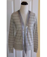 Ann Taylor LOFT Sequined Gray Metallic Striped Open Cardigan Sweater (S)... - $19.50