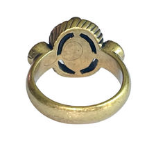 Women lia sophia Brass Tone Circular Ring Crystal Rhinestone Size 8 Oval image 4