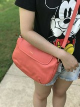 NWT FURLA Lilli PEBBLE Leather Crossbody Zip Pouch Handbag Pink Gloss