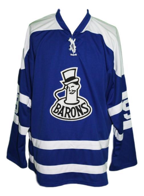 Custom name   cleveland barons retro hockey jersey blue fred glover  1