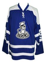 Any Name Number Cleveland Barons Retro Hockey Jersey Blue Glover Any Size image 1