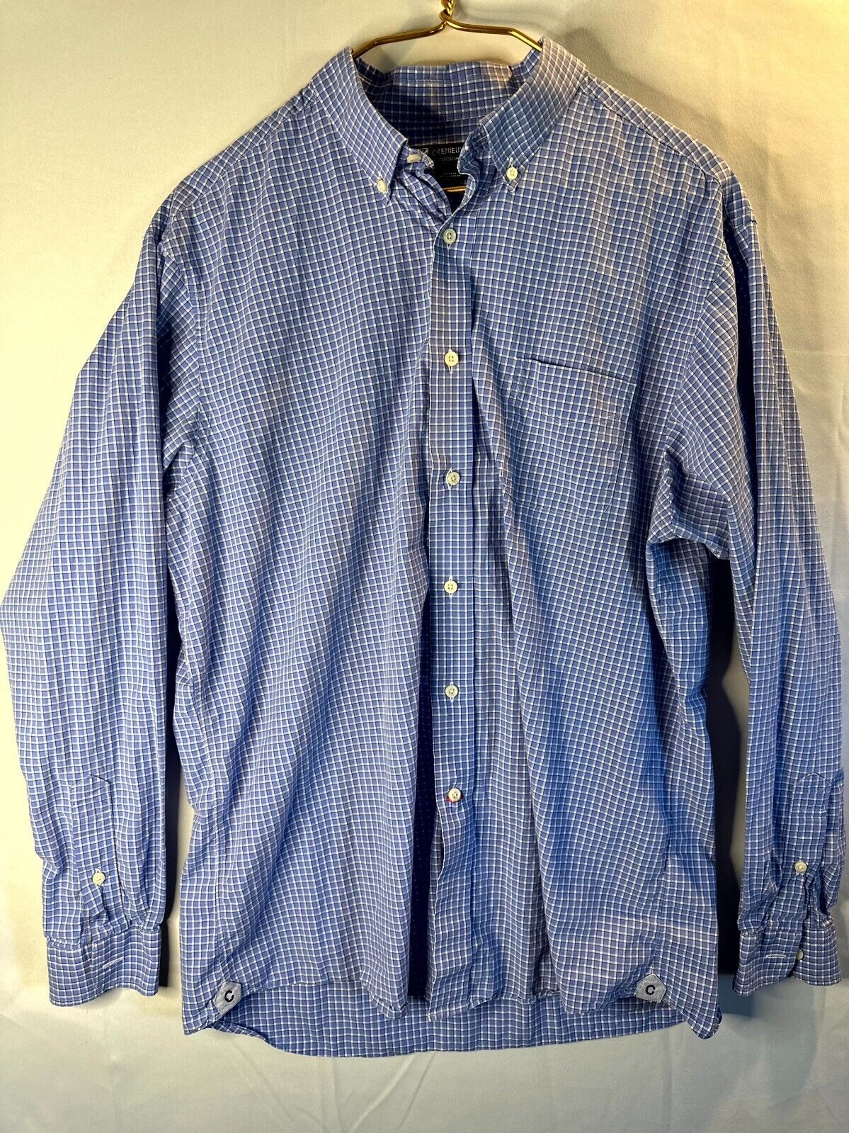 Vintage Polo Ralph Lauren Cream Plaid Flannel Long Sleeve Button Up Shirt  Men Si