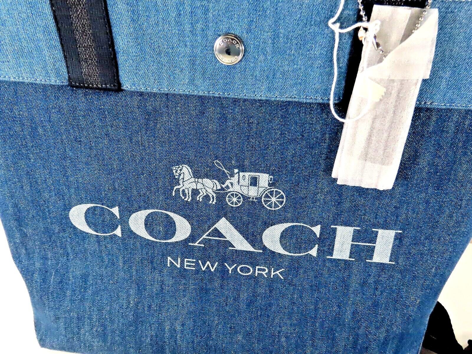 New Coach Blue Denim Canvas Tote Bag E2122 91131