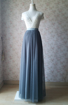 DARK GRAY Plus Size Bridesmaid Tulle Skirt High Waist Gray Full Maxi Tulle Skirt