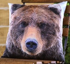 Bear Full Pillow Decorative 17" x 17" Brown Polyester Country Rustic Cottage