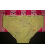 NEW VICTORIA&#39;S SECRET HIPHUGGER PANTY LOVE ME TO THE MOON &amp; BACK YELLOW ... - $12.86
