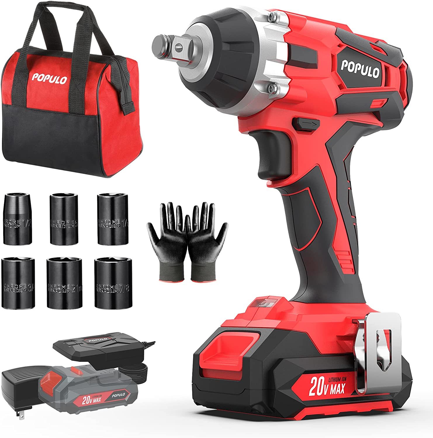Populo 20V Cordless Impact Wrench, ½” Chuck and 50 similar items