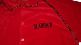 Vintage Scarface Universal Studios XL Short Sleeves Red Velour button-Up... - $95.00