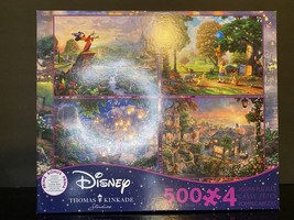 Thomas Kinkade Disney 500 pcs 4 in 1 Jigsaw Puzzle Pooh Fantasia Tangled - $46.00
