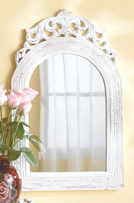 Primary image for White wood French arch top bathroom bedroom glass wall mirror, bath hall mirrors
