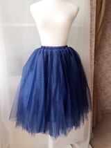 NAVY BLUE Tulle Skirt 4-Layered Puffy Navy Blue Party Skirt Plus Size image 1