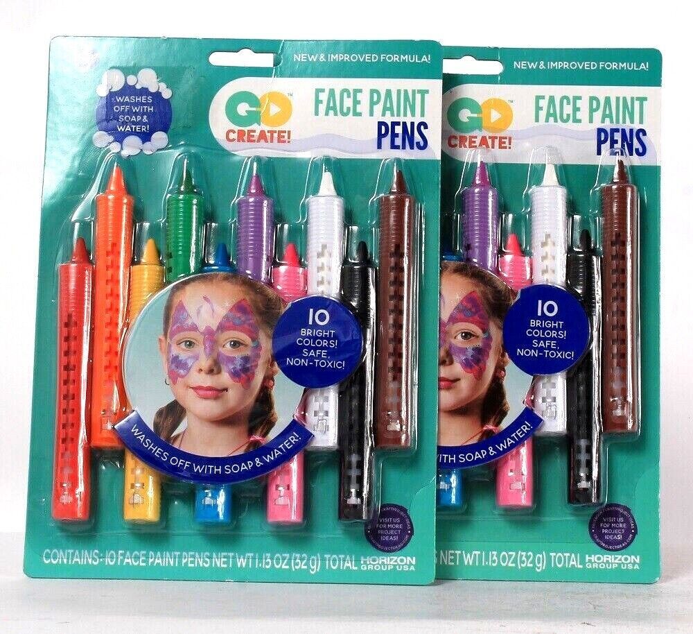 2 Packs Go Create 10 Ct Multicolor Face Paint Pens Washes Off With Soap