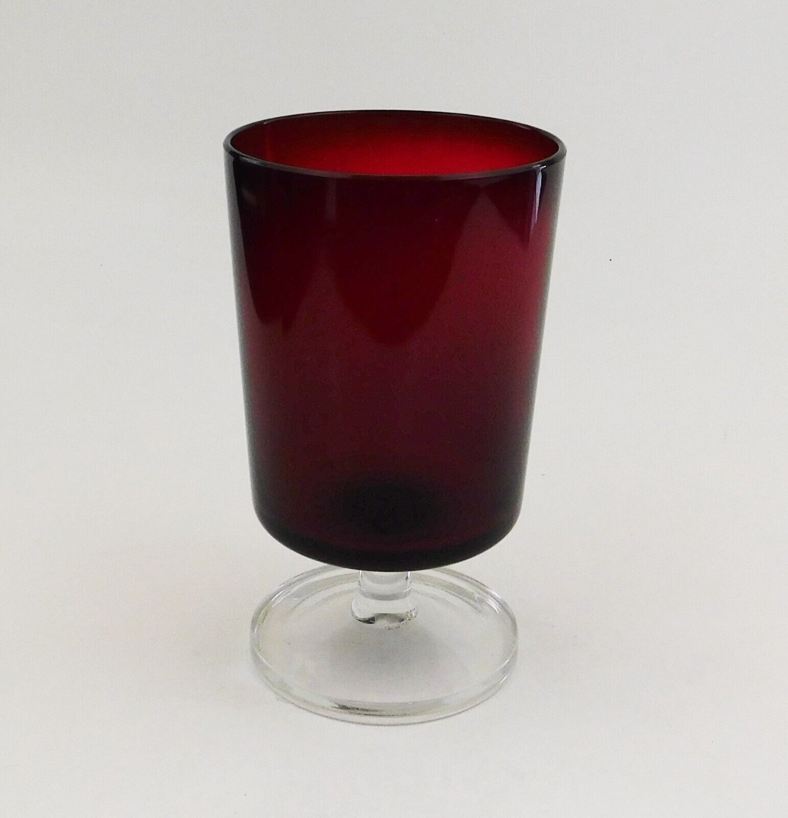 6 Vintage Ruby Red Stem Wine Glass Luminarc Christmas Holiday 