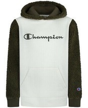 Champion NATURAL/CARGO Olive Big Boys Sherpa Colorblocked Hoodie, Us Small (8) - $29.69