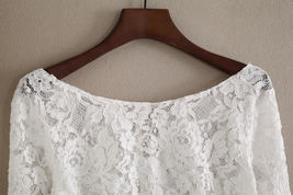 Lace Tops Long Sleeves Off-Shoulder Lace Crop Top White Bridesmaids Shirt Plus image 4