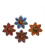 Flower Wall Plaques Set of 4 Painted Glass and Iron Multicolor 18&quot; Diameter - $138.59
