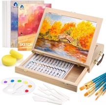  Acrylic Paint Set with 4 Brushes, Caliart 52 Vivid Colors (22  ml/0.74 oz) Art Craft Acrylic Paints Supplies for Artists Kids Students  Beginners, Canvas Ceramic Wood Fabric Rock Painting Supplies Kits 
