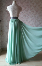 Boho Wedding Bridesmaid Dress Chiffon Maxi Skirt Short Sleeve Crop Lace Top  image 11