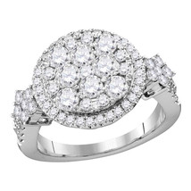 14k White Gold Round Diamond Cluster Bridal Wedding Engagement Ring 2.00 Ctw - $2,659.00