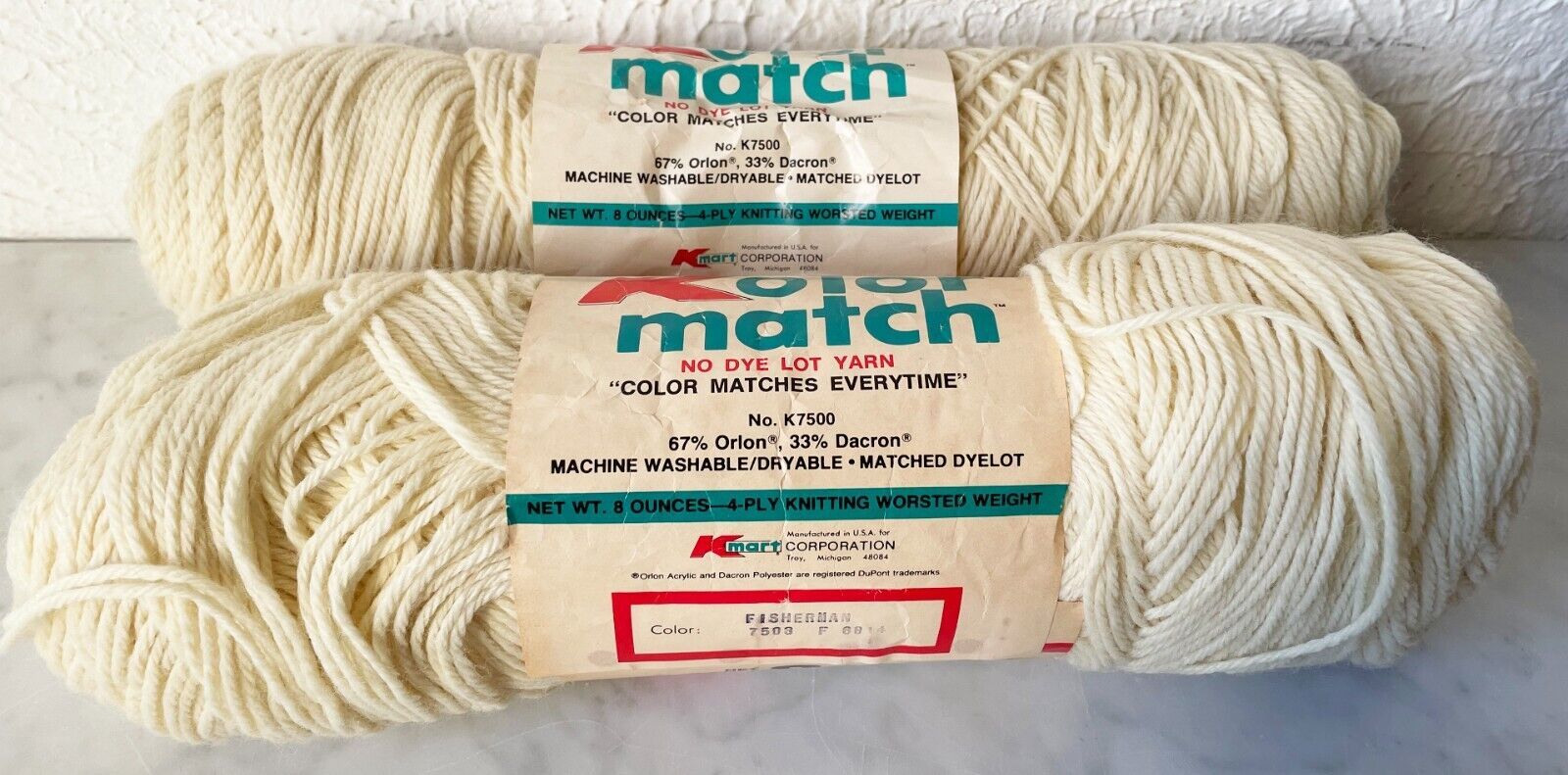 2 Kolor Match No Dye Lot Acrylic Yarn 8 oz Worsted Weight 4 Ply
