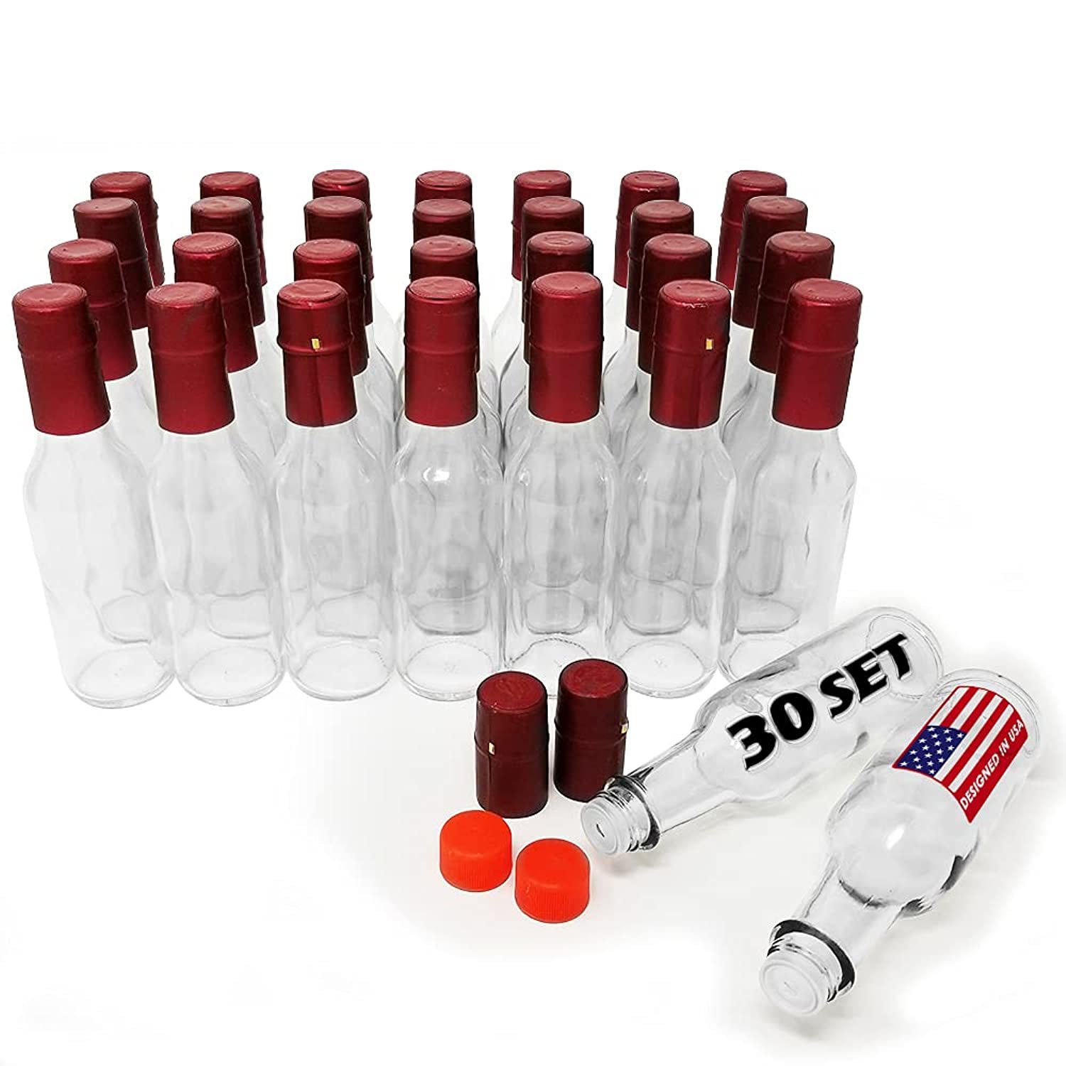 5 oz, Glass Woozy Hot Sauce Bottles - Case of 24 with Screw Caps, Inserts &  Shrink