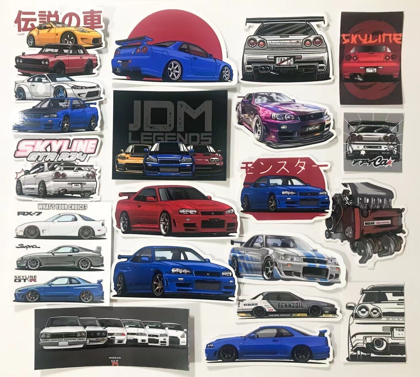 JDM vinyl car stickers for Nissan Skyline GTR34 BNR34 JDM sport car ...