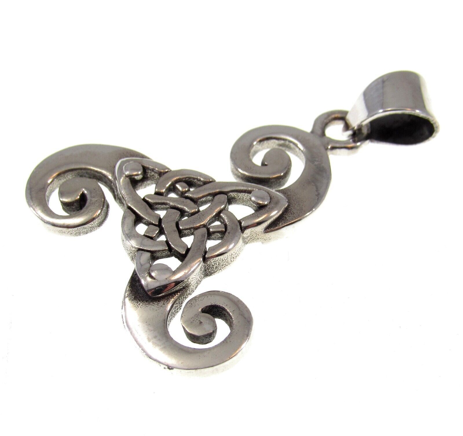 Solid 925 Sterling Silver Celtic Triple Spiral Triquetra Knot