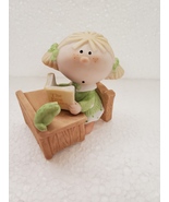 Girl with frog and desk ceramic figurine by Bumpkins - $9.00