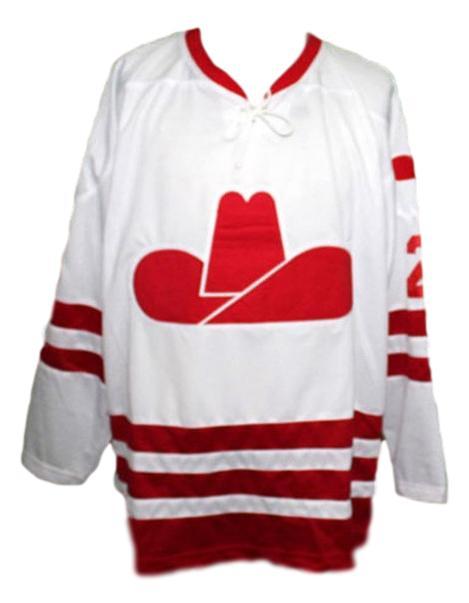 Calgary cowboys retro hockey jersey gary bromley white   1