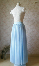 Light Blue Long Tulle Skirt Floor Length Blue Wedding Tulle Skirt Plus Size image 3