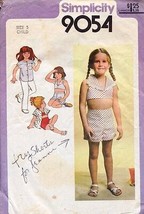 Simplicity 9054 Child&#39;s Shirt, Halter, Pants or Shorts Size 5 Vtg 1979 - $6.42