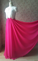 Fuchsia Hot Pink Full Chiffon Skirt Floor Length Summer Bridesmaid Chiffon Skirt image 6