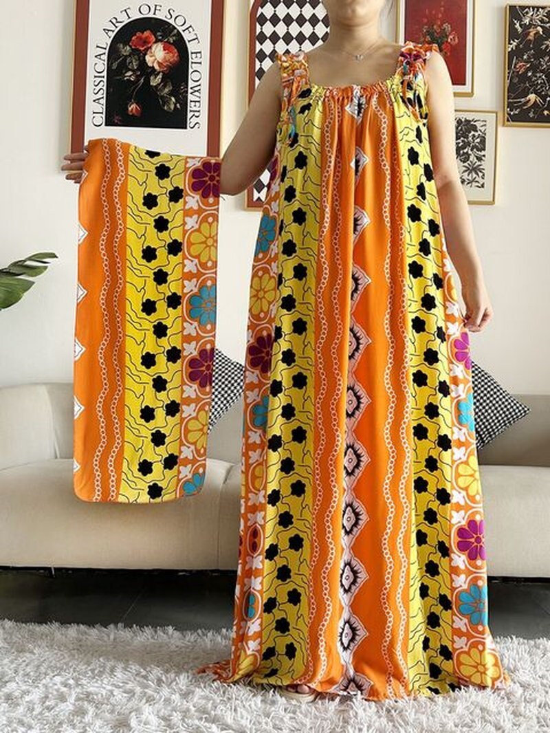 Traditional Kente Sleeveless Turtleneck Maxi Dress for Women